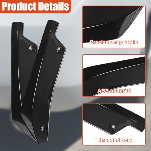 YoRise 2PCS Car Rear Bumper Lip Splitter Canard Diffuser (Black) - Image 3