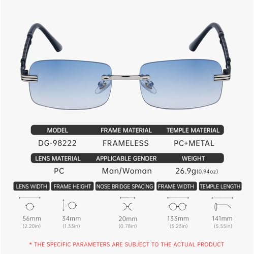 Lunettes de soleil rectangulaires unisexes légères contre la fatigue visuelle
