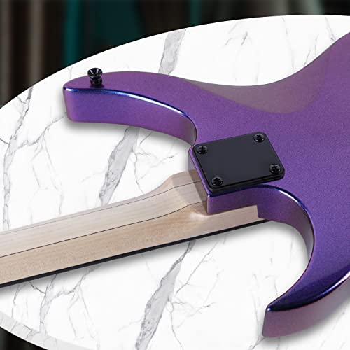 Leo Jaymz 6 Strings Headless Electric Guitar - Full Scale Travel Guitar - Alder Body And 5 Piece Maple Neck - Optical Color Changing Paint - Customized Pickups (Llusory Color) #TOP7