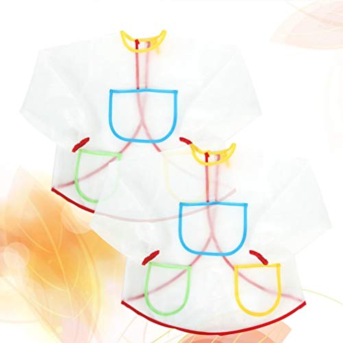 Avental de pintura infantil SUPVOX com manga comprida à prova d 'água translúcido para cozinhar pin