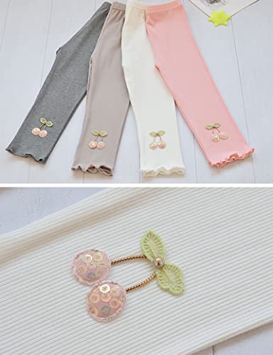 Kiench Girls' Leggings 4-Pack Ankle Length Stretch Pants Kids Modal Cotton Footless Tights4