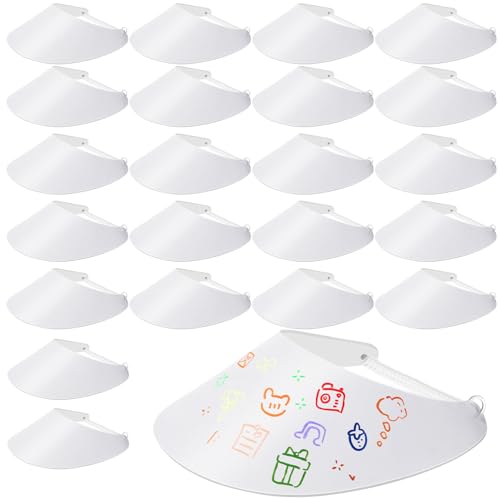 Funnysoft 24 Pcs Diy Foam Sun Visors For Women White Golf Visor Adjustable String Sun Visor Hat Tennis Visor For Men Outdoors