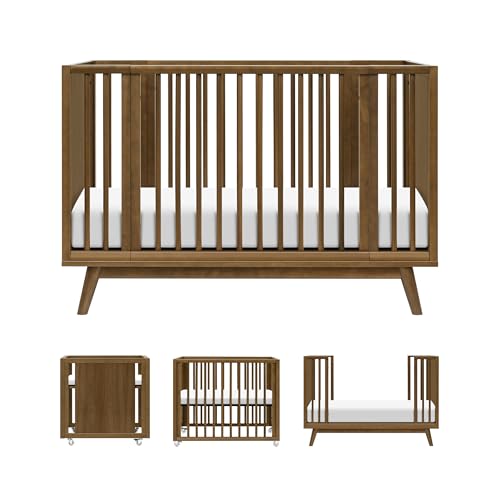 Image of Babyletto Palma 8-in-1 Convertible All-Stages Bassinet to Full-Size Crib in Natural Walnut, Greenguard Gold & FSC Certified, Portable & Adjustable with Select Conversion kit and Pads Included | GREENGUARD Gold & FSC Certified, Converts From Bassinet to Midi Crib, Standard Crib, Toddler Bed, Daybed & Junior Bed