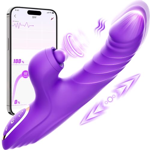 Image of Toendi Thrusting Dildo Rabbit Vibrator for Women, G Spot Clitoral Vibrators | 10 Vibration Modes, 7 Thrusting Modes, Licking Function, G Spot & Clitoral Stimulation, For Couples Adult Sex Toys Games
