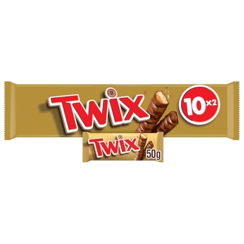 TWIX - Barres chocolat au lait, caramel et biscuits - 10 sachets de 50g - 500g