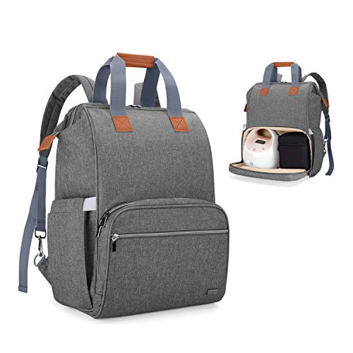 Image of Teamoy Breast Pump Bag Compatible with Spectra S1,S2, Medela and Cooler Bag, Convertible Breast Pump Tote and Backpack with Laptop Sleeve for Working Moms, Gray