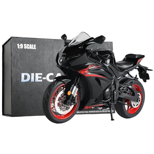 Risopen 1:12 Motorcycle Model compatible for Suzuki GSX R1000R Metal Die-cast Motorcycle Model No Assembly Required Mini Finished Moto Gift for Adult（Black）