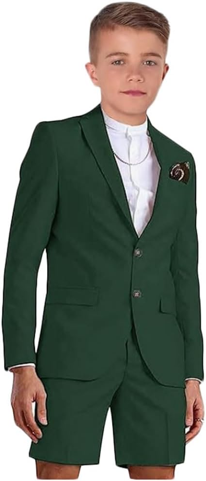 Boys Blazer Shorts Set 2 PC Slim Fit Boys Formal Suit for Summer Kids Tuxedos for Wedding