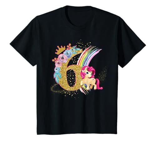 'Ich Bin 6' süßes Einhorn Geburtstags Geschenk für Mädchen T-Shirt