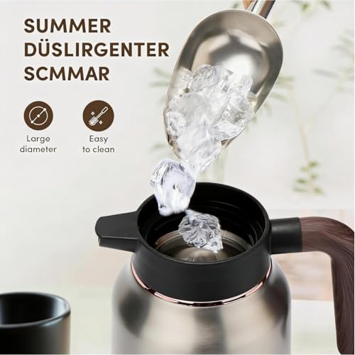 Vondior Thermoskanne 1L, Isolierkanne aus 304 Edelstahl, Vakuumkanne für 36 Stunden Heiß & Kalt, BPA-freier Getränkespender für Kaffee, Tee & Party