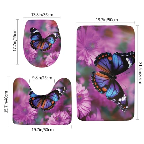 Tapis de couvercle de toilette et sol absorbant fleurs de bain