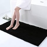 Homaxy rutschfeste Badematte Chenille Badezimmerteppich Mikrofaser Badteppich Saugfähige Hochflor Badvorleger - 60 x 120 cm, Schwarz