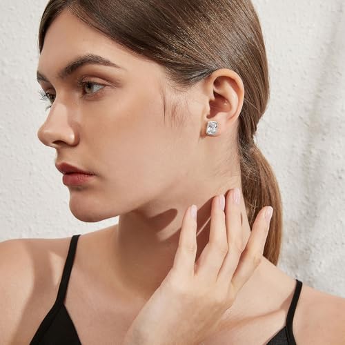 Boucles d'oreilles or blanc 18k et diamant simulé d'exception - 2