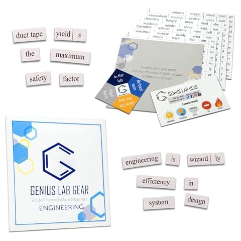 Engineering Word Magnets - Funny and Nerdy Word Kit for College to PhD to Professional Engineer Level - Office Refrigerator or Magnetic White Board - Made in USA Cover