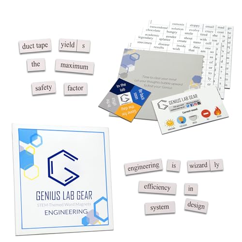 Kit de Imanes de Palabras para Ingenieros, Blanco y Pequeño