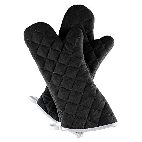 Oven Mitts, Set Of 2 Oversized Quilted Mittens, Flame And Heat Resistant By Lavish Home (Black) #TOP3