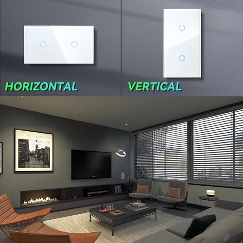 BSEED Smart Lichtschalter 1 Fach 2 Wege +1 Fach 2 Wege Wifi Smart Lichtschalter arbeitet mit Tuya and Google Home,Glas Touchscreen-schalter Weiß(Erforderlich Neutral Draht)157mm