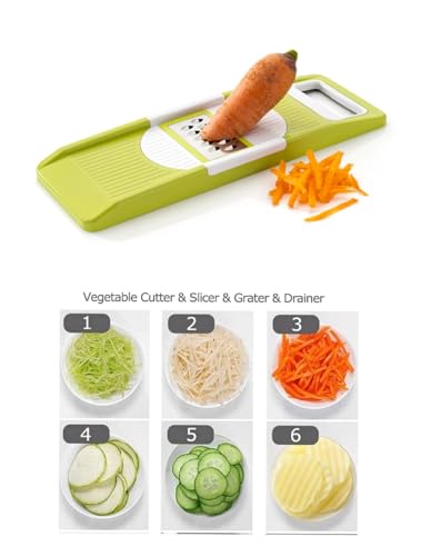 Image of Nitsr Plastic 6 in 1 Kitchen Chopper Premium Vegetable and Fruit /Chips, Potato Slicer Maker Multipurpose (White), Standard