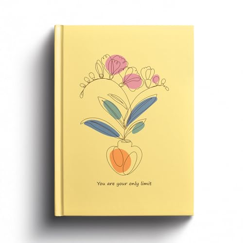 Image of You Are Your Own Limit A5 Diary Notebook, Yellow Beige Hardbound, 200 Ruled Pages 90 GSM, Motivational Diary for Women and Girls