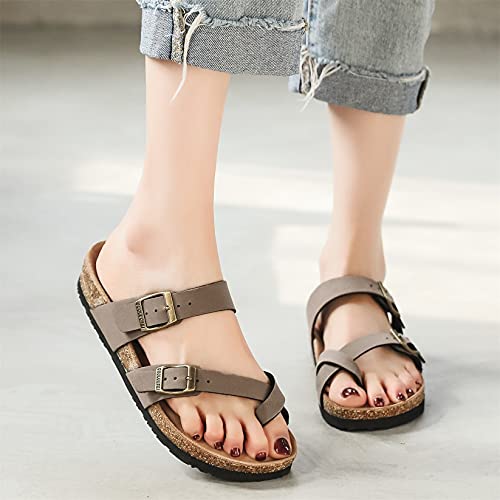 Guoluofei Women's Cork Footbed Slide Sandals With Arch Support,Comfortable Summer Beach Sandals For Women Girls Ladies #TOP1