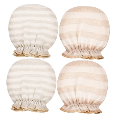 2Pairs Protective Mittens Breathable Cotton Gloves for Newborns Safe Chewing Biteresistant Design Adorable Stripe Patterns for Boys Hand Covers for Care