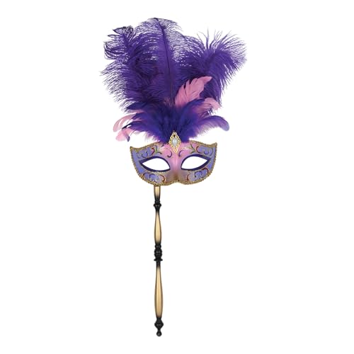 Purple Costume Mask With Stick