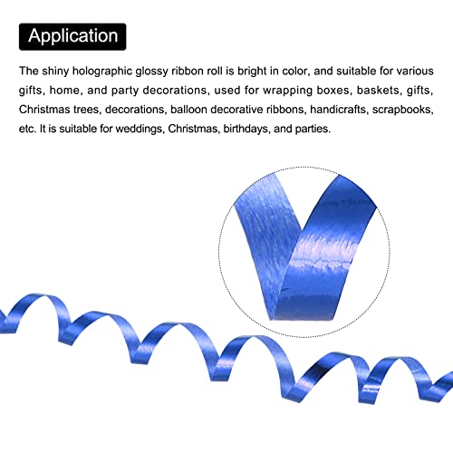 PATIKIL 4pcs Curling Ribbon Crimped Balloon String Shiny Metallic 5mm 10m for Christmas Wedding Gift Crafts Florists Decoration Blue - Image 4