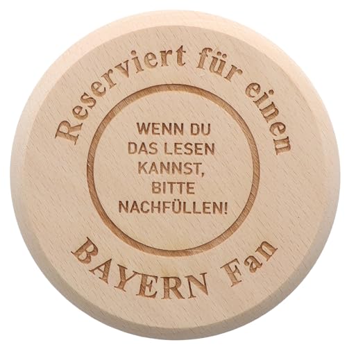 Spruchreif 2in1 Untersetzer und Deckel aus Holz für Getränke, Lustiges Geschenk für Bayern Fans