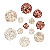  Cabilock 12 Pièces Boule en rotin tressé Decoration Bureau décoration Bureau décor rétro Décoration de Mariage décor Vintage Vase Fournitures de Mise en Page Boule décorative