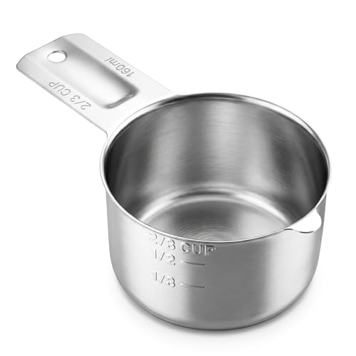 Vaso medidor 2/3 cup 160 ml acero inoxidable miniatura 1