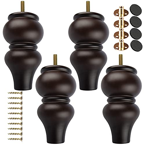 TCHOSUZ 6 inch / 15cm Wooden Furniture Legs