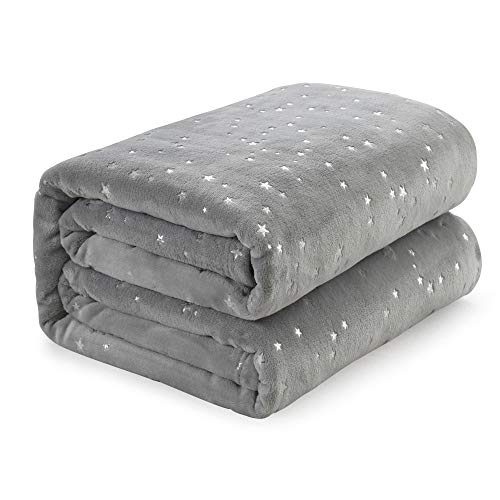 Image of NANPIPER Throw Blanket Fluffy Bed Blanket All Season Ultra Soft Microfiber Sofa Fleece Foil Blankets(Throw Size 50"x65", Light Grey)