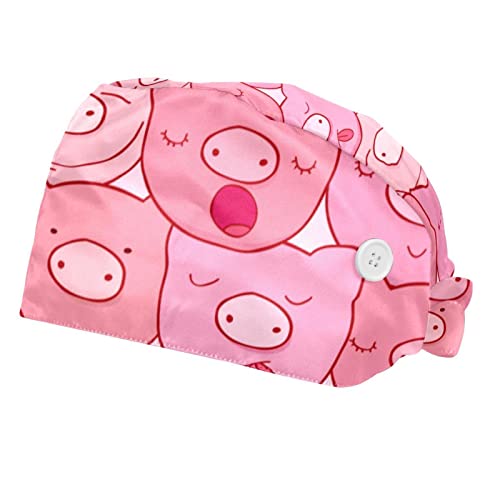 Couvre-chef cochons roses ajustable pour éviter la transpiration et retenir les cheveux