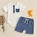 fhutpw Baby Boy Clothes Short Sleeve Romper & Shorts Sets Newborn 3 6 12 Months Summer Knitted Ribbed Splicing Color Outfits (Blue 2, 0-3 Months)