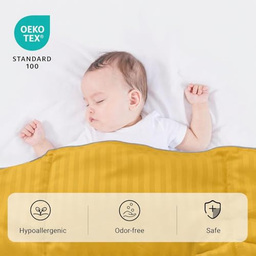 Image of ZPECC Toddler Down Alternative Comforter, 39x47 Hypoallergenic Baby Blanket Quilt, Soft Breathable Lightweight All Season Kids Duvet Insert for Crib Stroller Cot Daycare, Yellow Stripe
