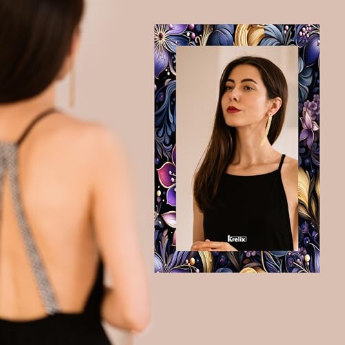 Image of KERLIX Rectangle Decorative Art Unique Fancy Digital Frameless CNC polishing Wall Mirror /Makeup Mirror /Bathroom Mirrors Size (12x18 inch). (6, 12 x 18)