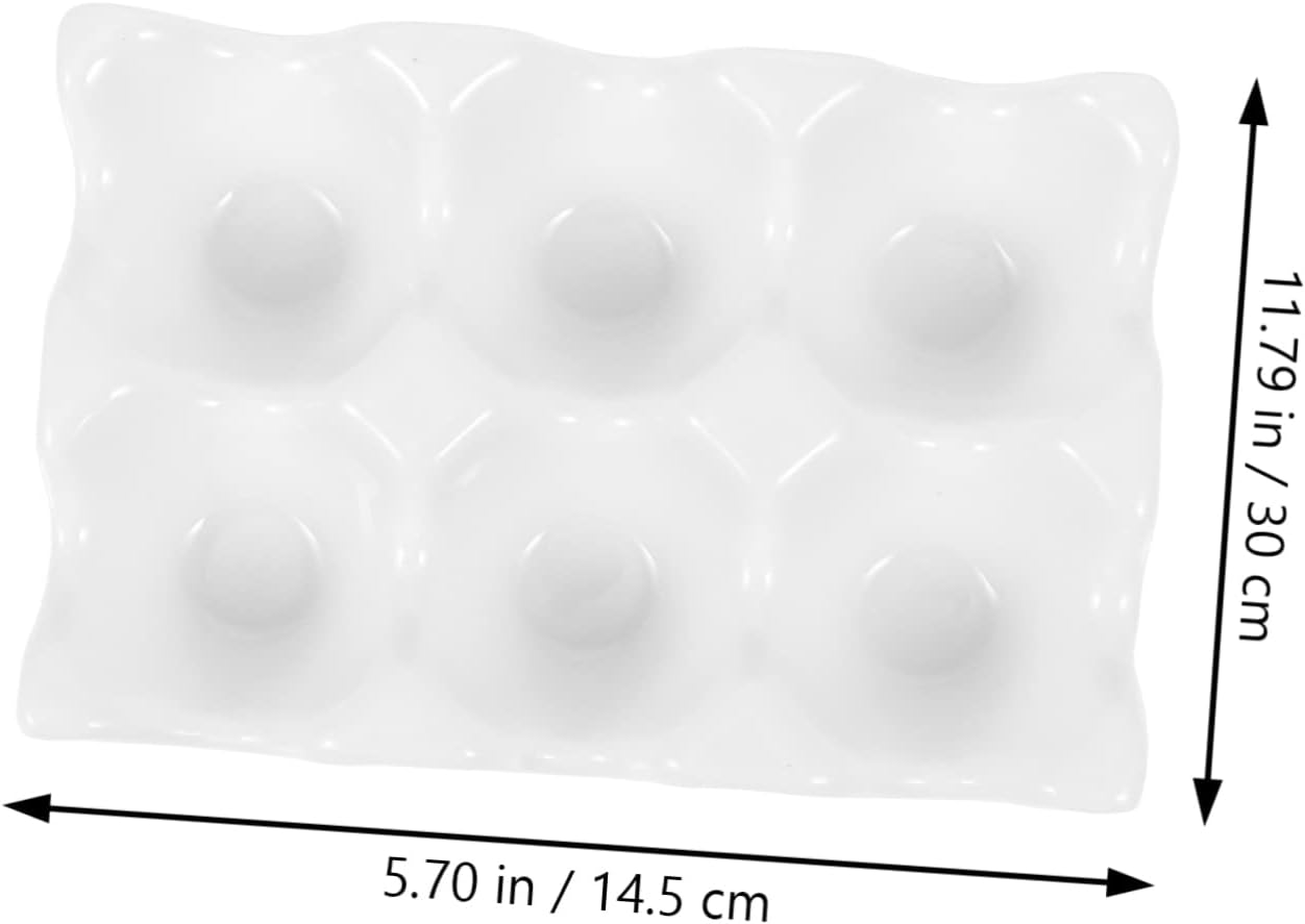 2 Pcs Ceramic Egg Tray Utensil Holder White Deviled Egg Plate Section Egg Tray Egg Storage Rack Egg Holder White Decor Appetizer Tray 6- Grid Egg Cup Organizer Frosted Ceramics (W (Whitex2pcs