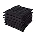 HOMESCAPES Lot de 6 galettes de chaises matelassées 40 x 40 cm Noir