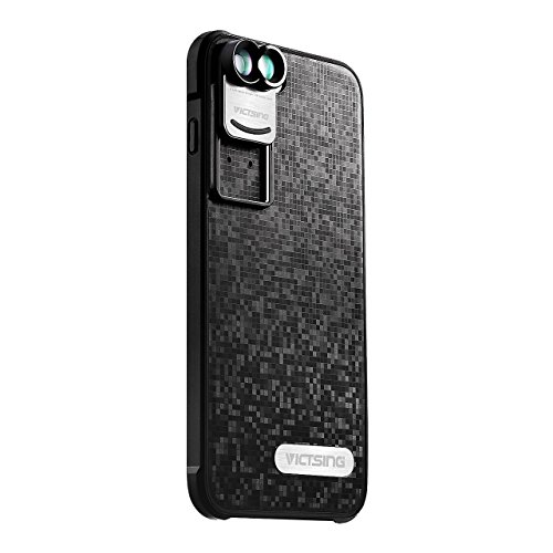 VicTsing 2 in 1 iPhone Camera Lens for iPhone 7 Plus, Wide Angle Lens Plus Macro Zoom Lens for iPhone 7 Plus with iPhone 7 Plus Case(Black)
