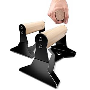 PULLUP & DIP soportes para flexiones con mango ergonómico de madera y acero resistente – Flexiones soporte suelo antideslizantes soporte flexiones para entrenamiento de fuerza y calistenia