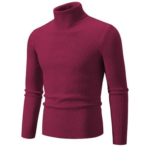 Cambkatl Men's Basic Solid Turtleneck Sweaters Slim Fit Long Sleeve Fall Winter Cable Knitted Pullover Baselayer Tops