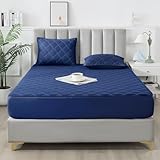 Waterproof Mattress Protector - King Size Mattress Pad Silent & Fitted Sheet Style | Full Bed Protection for Kids, Pets, Adults | Hypoallergenic, Machine Washable (Blue, King)