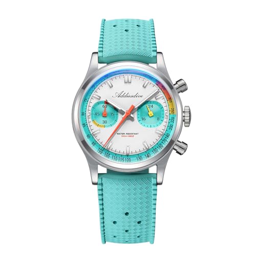 Image of ADDIESDIVE 38 MM Chronograph Watch VK64 Sweep Second Movement Tachymeter Mark FKM Rubber Strap BGW9 Super Lume Colourful Outdoor Sports Watches for Men Women
