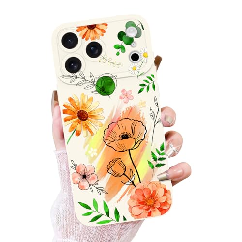 OOK Floral Case for iPhone 17 Pro Max, Cute White Watercolor Daisy Flower