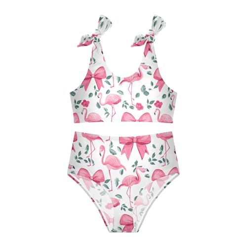 Wusikd Beautiful Flamingo Girls Swimsuits Two Piece Pink Bow Swimwear Bikini Set for for Girls Size 3T3