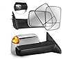 MOSTPLUS Power Heated Towing Mirrors Compatible for 2009-2018 Ram 1500 2500 3500/ 2019-2023 Ram 1500 Classic Pickup Led Signal Puddle Lights Pair W/ Ambient Temperature Sensor (Chrome)