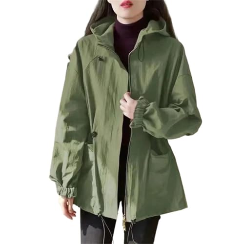 Women's Long Sleeve Jacket Elegant Workwear Short Zipper Hooded Waisted Pockets Vacation Coat
