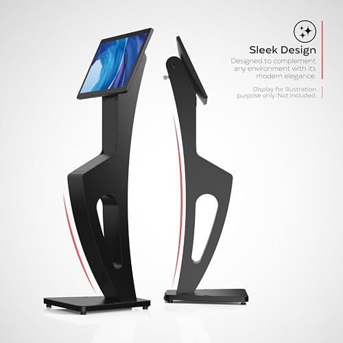 CTA Sleek Floor Stand Kiosk for Monitors – Floor Stand with Printer Slot 15" to 32" up to 60lbs - for Check-in & POS Stations & More - Black (ADD-LDSLEEK) by CTA Digital - Image 2
