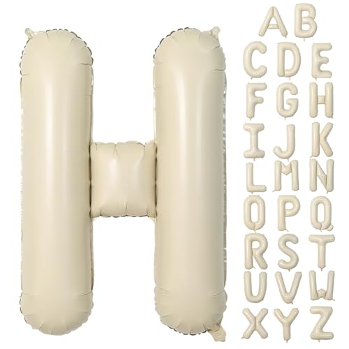 Cream H Letter Balloon, 40 Inch Large Beige Foil H Balloon