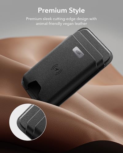 ESR für MagSafe Wallet mit „Wo ist?“ (Find My) Funktionalität, 5 Kartenhalter, RFID Schutz, Magsafe Geldbörse für iPhone, Wallet Tracker für iPhone 17e/17/16/15/14/13/12 Serie, Nicht für Mini, Schwarz